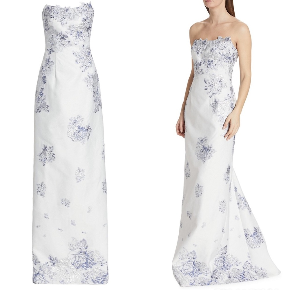 Rene Ruiz Collection Strapless Floral Jacquard Mermaid Gown Long Dress
